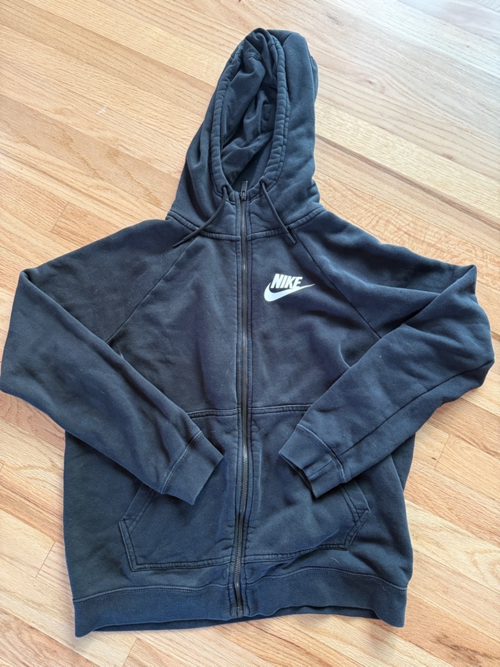 Nike Black Full-Zip Womens Hoodie with White Swoosh